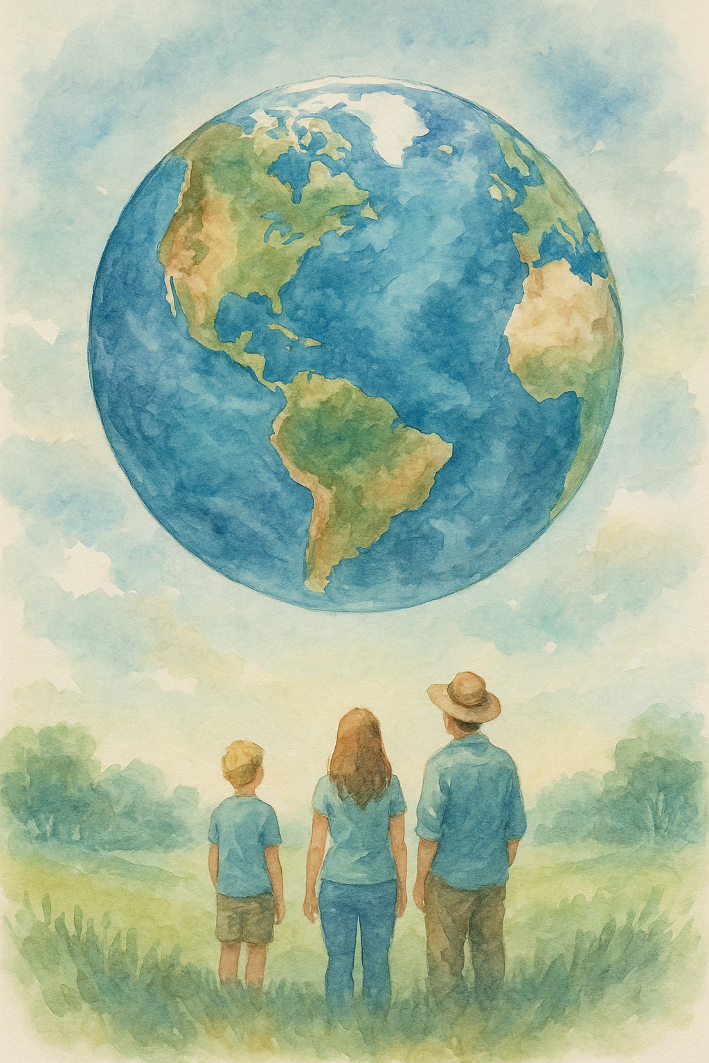 God made the world — watercolor scene