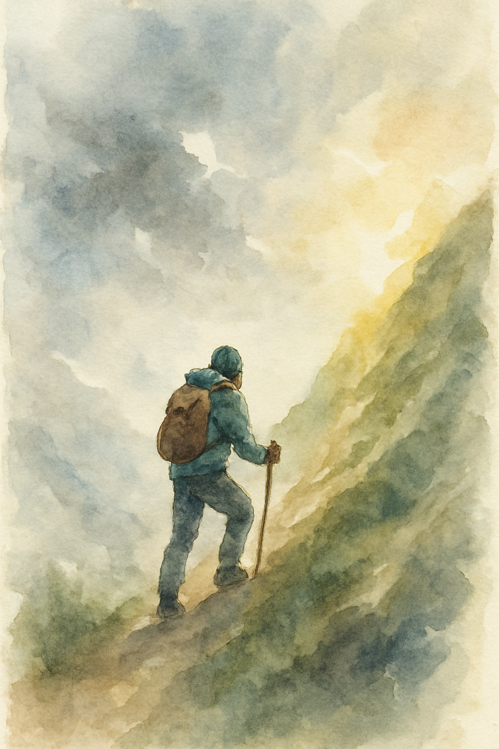 Hold on through hardship — mountain climb